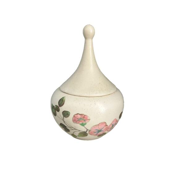 Vintage Trinket Dish Jewelry Container Ring Holder 6.5” Ceramic NIL Pink Flowers - Picture 2 of 11